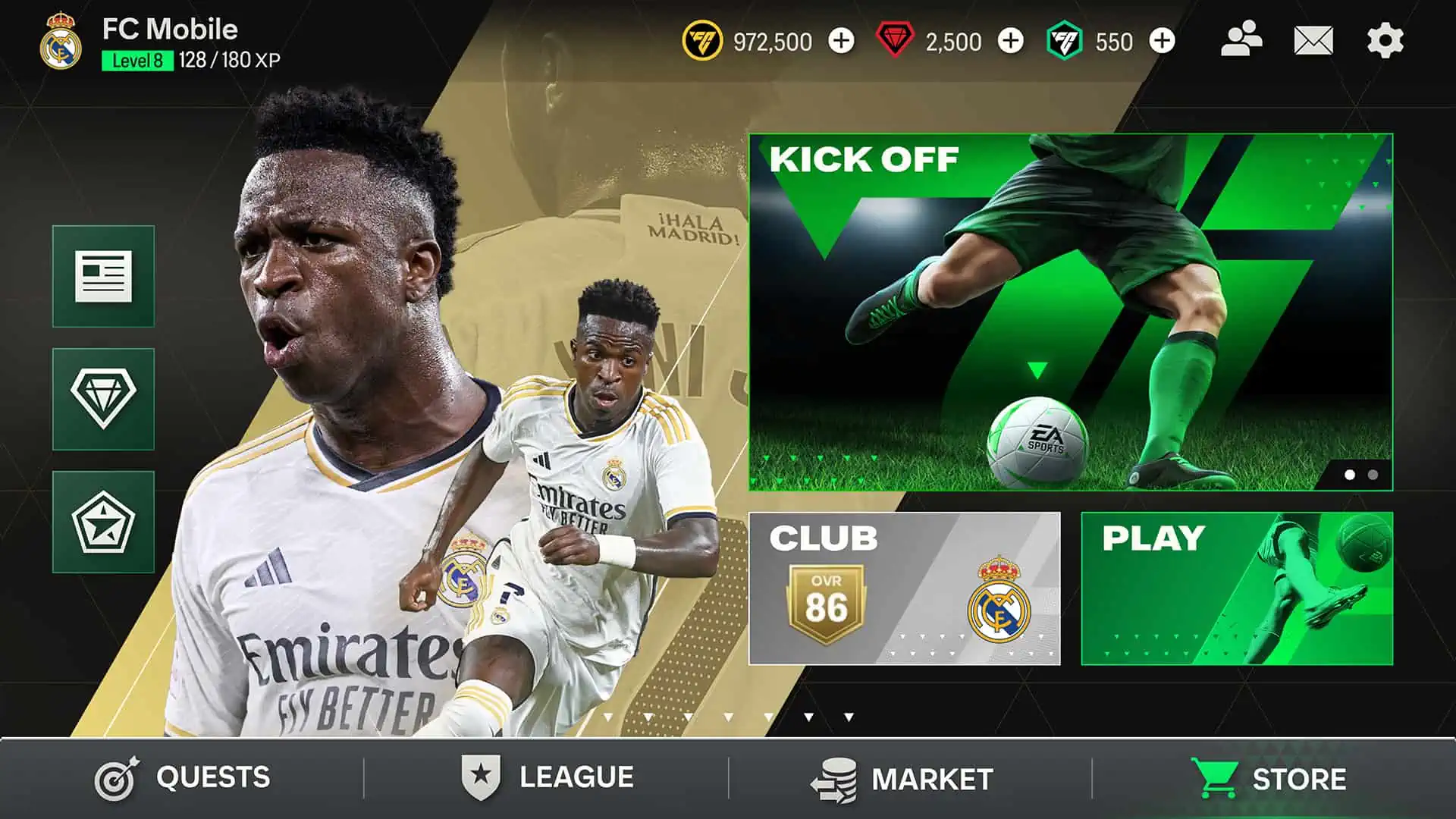EA Sports FC Mobile Menu Vinicius