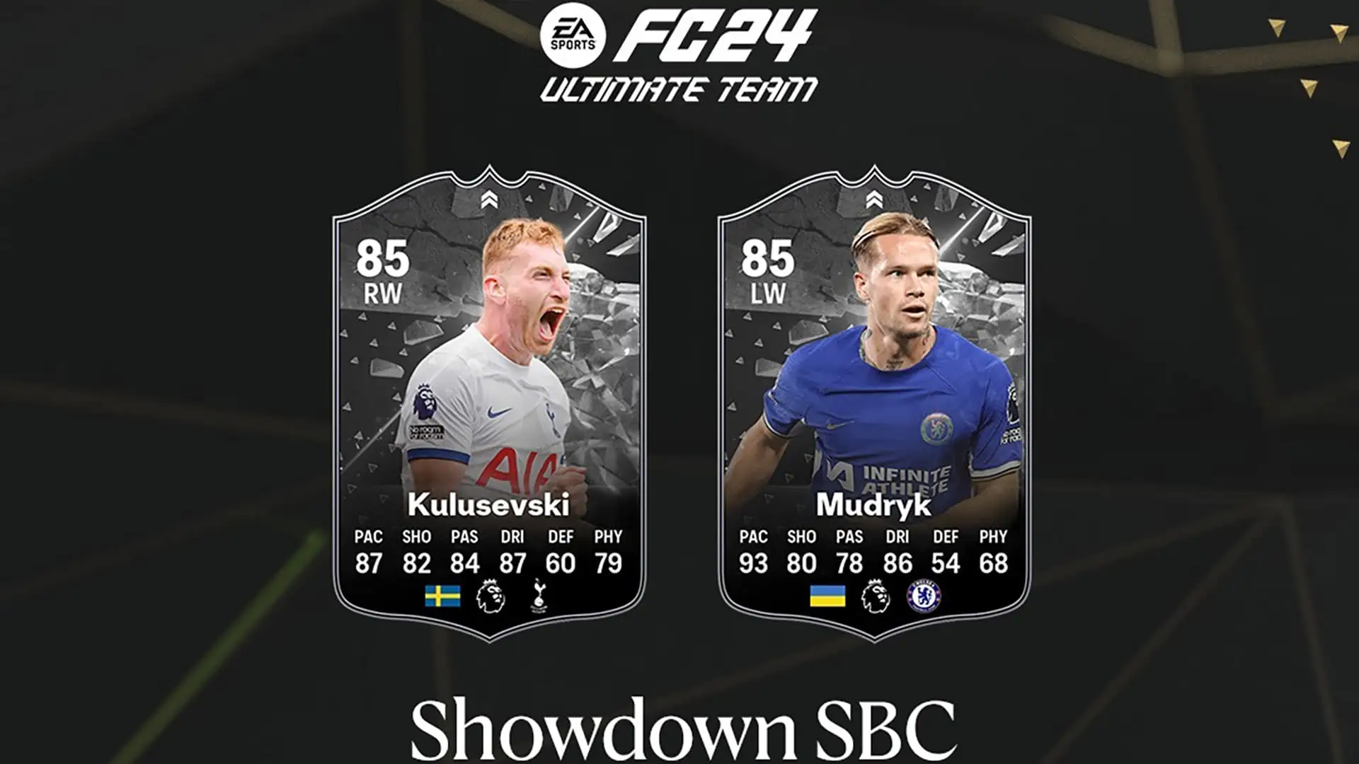 Cover sbc kulusevski vs Mudryk Showdown Premier League FC 24
