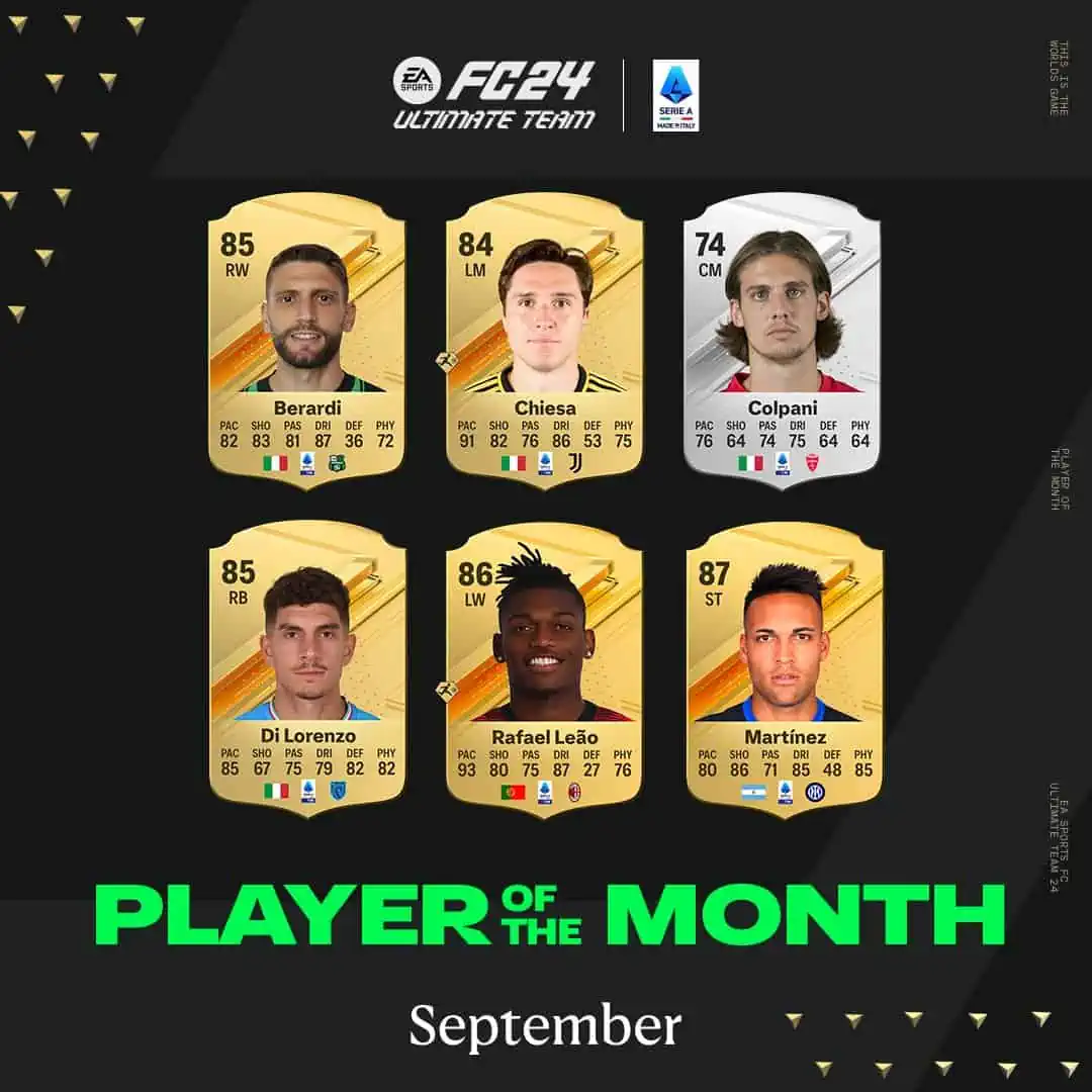 EA Sports FC 24 Candidati POTM Settembre Serie A: Svelata La Lista Delle Nomination.