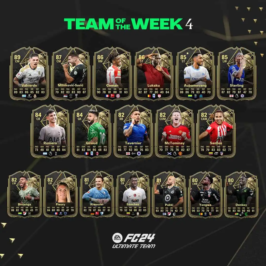 EA Sports FC 24 TOTW 4 Squadra Della Settimana Disponibile Dall'11 Ottobre.