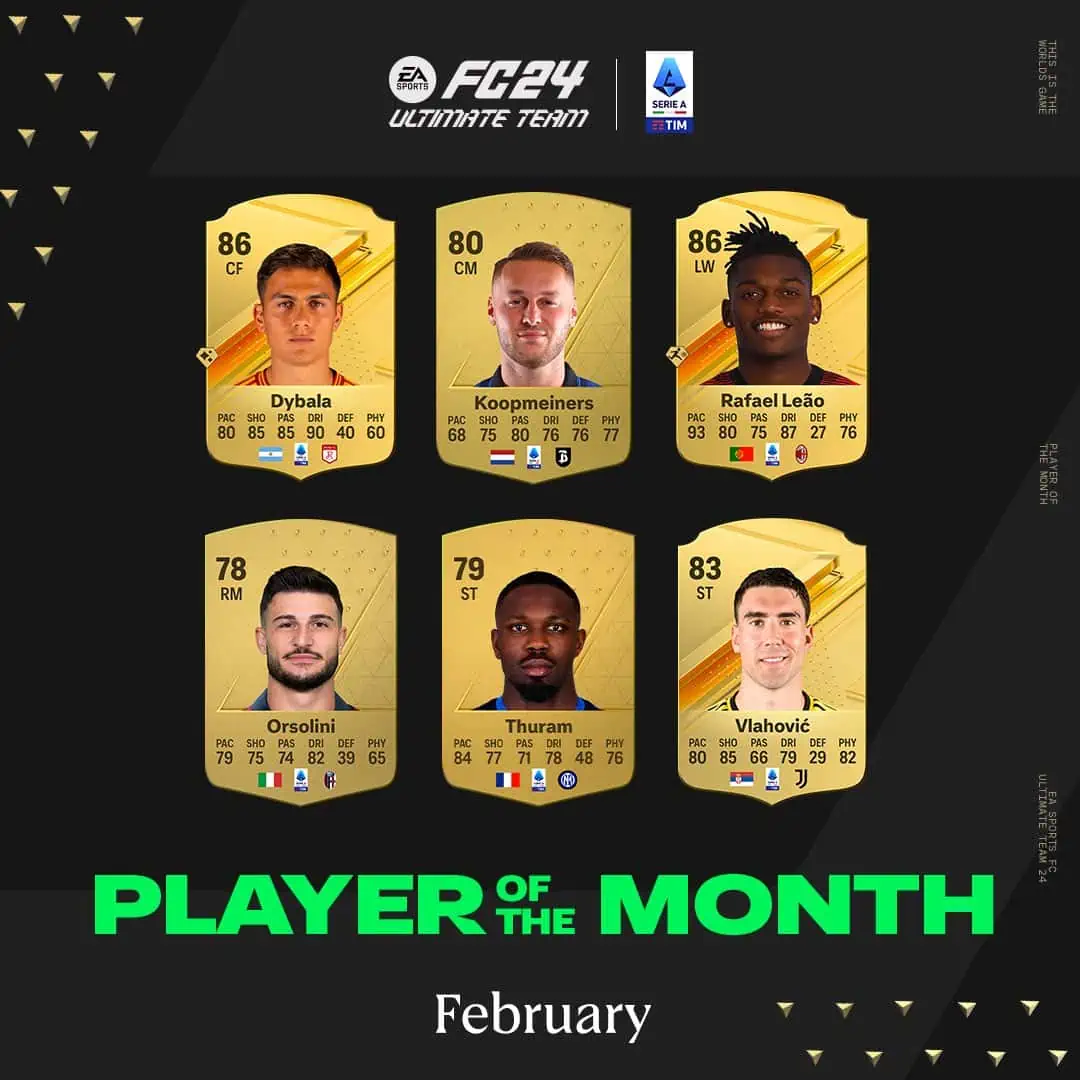 EA Sports FC 24 Candidati POTM Febbraio Serie A TIM: Lista Ufficiale Delle Nomination.