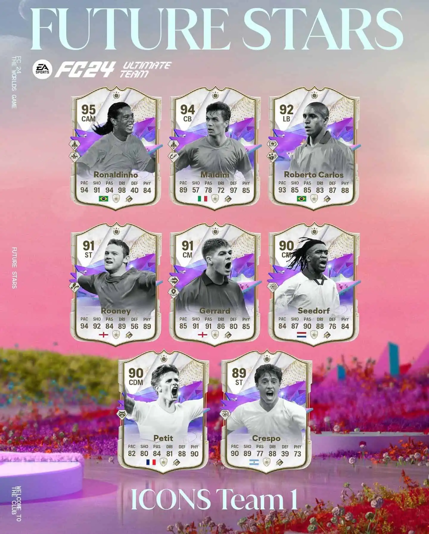 EA Sports FC 24 Team 1 Icon Future Stars Elenco Carte Della Prima Squadra Stelle Del Futuro.