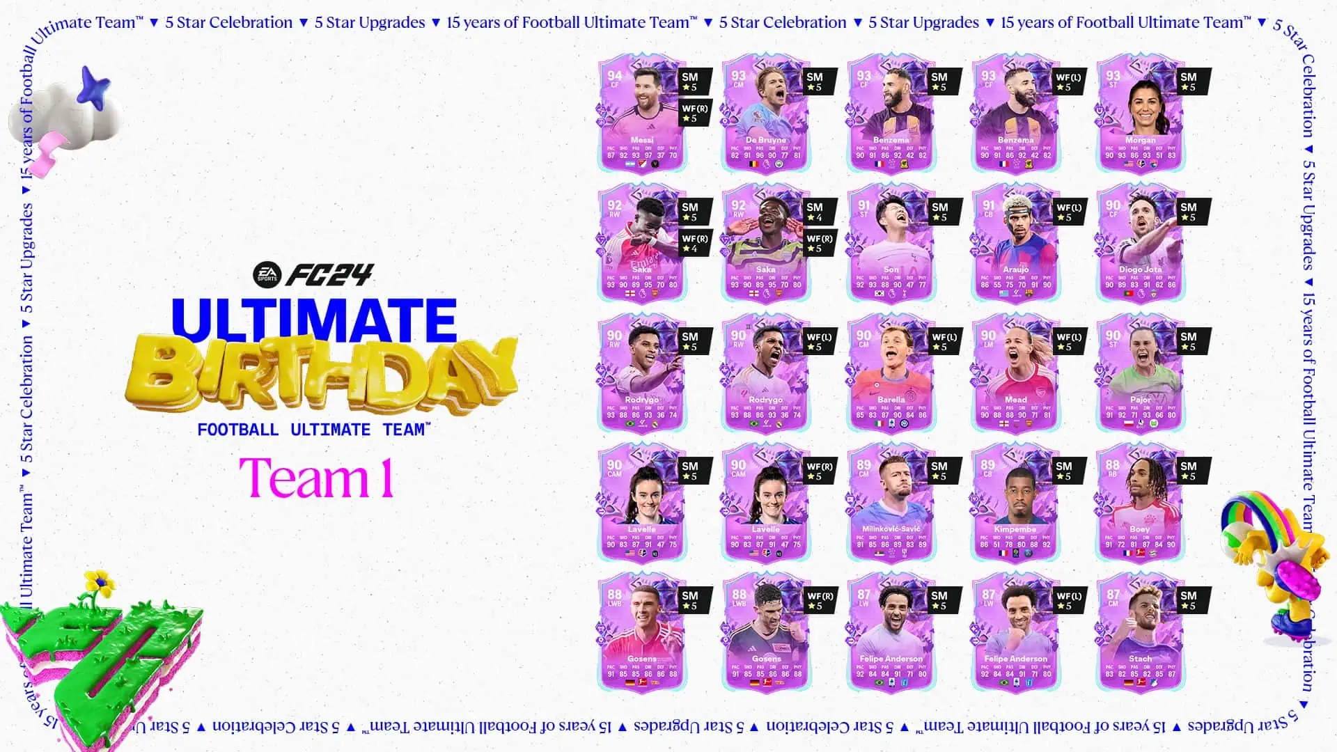 EA Sports FC 24 Team 1 Ultimate Birthday Lista Carte Speciali Della Prima Squadra.