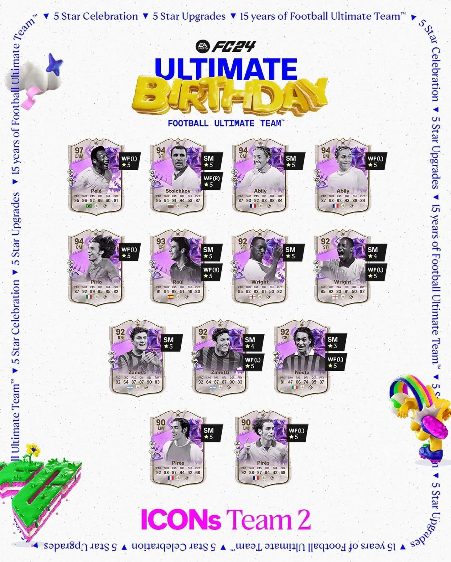 EA Sports FC 24 Team 2 Icon Ultimate Birthday Lista Carte Speciali Della Seconda Squadra.