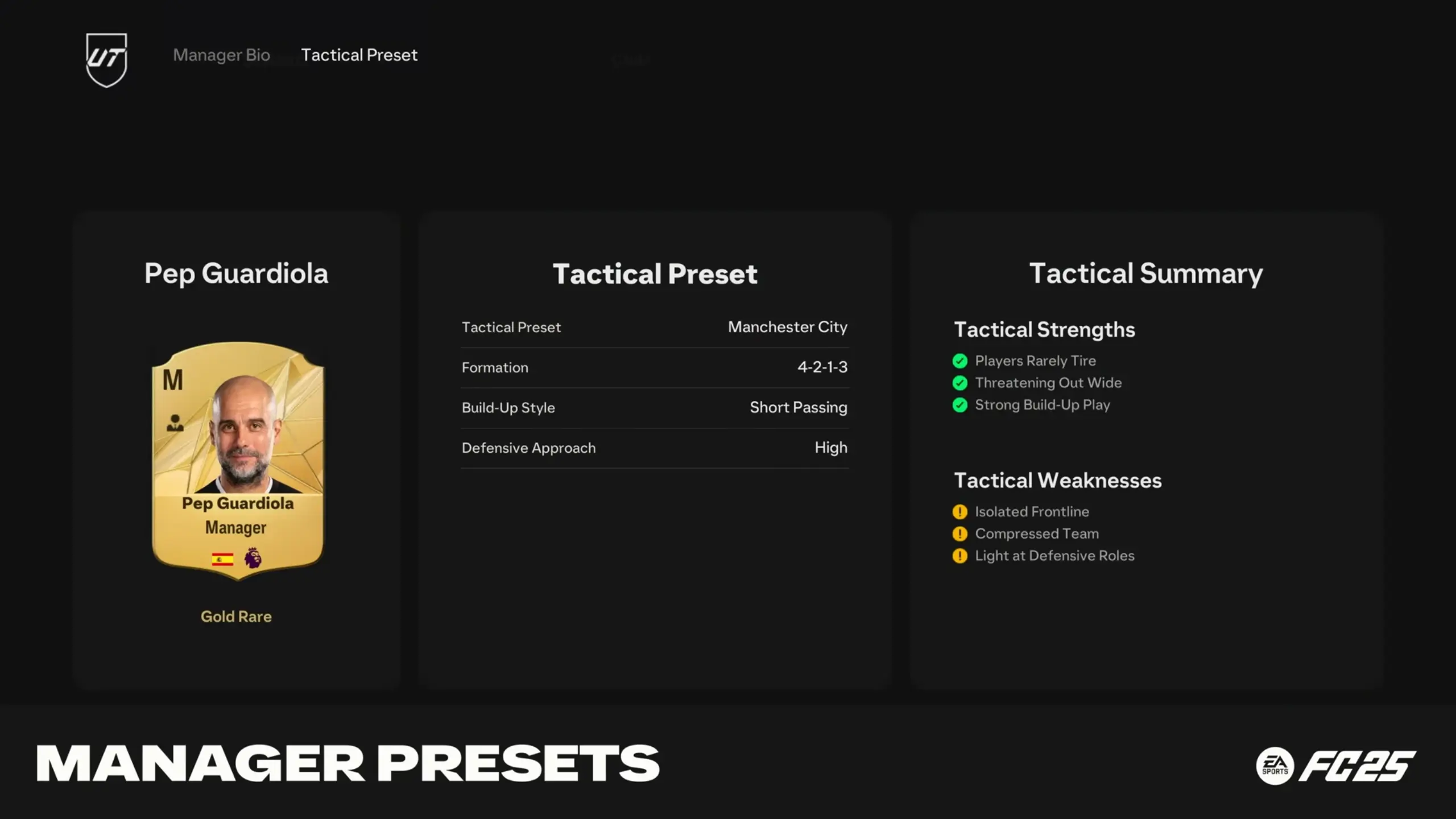 EA FC 25 I Manager Influenzeranno Lo Stile Di Gioco Della Squadra In Ultimate Team.