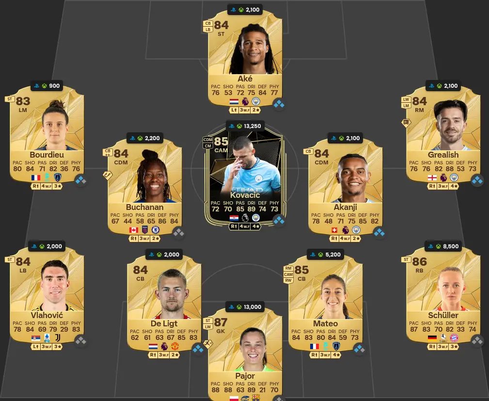 Soluzione Rosa Con Valutazione 85 TOTW SBC Raphinha Trailblazers.