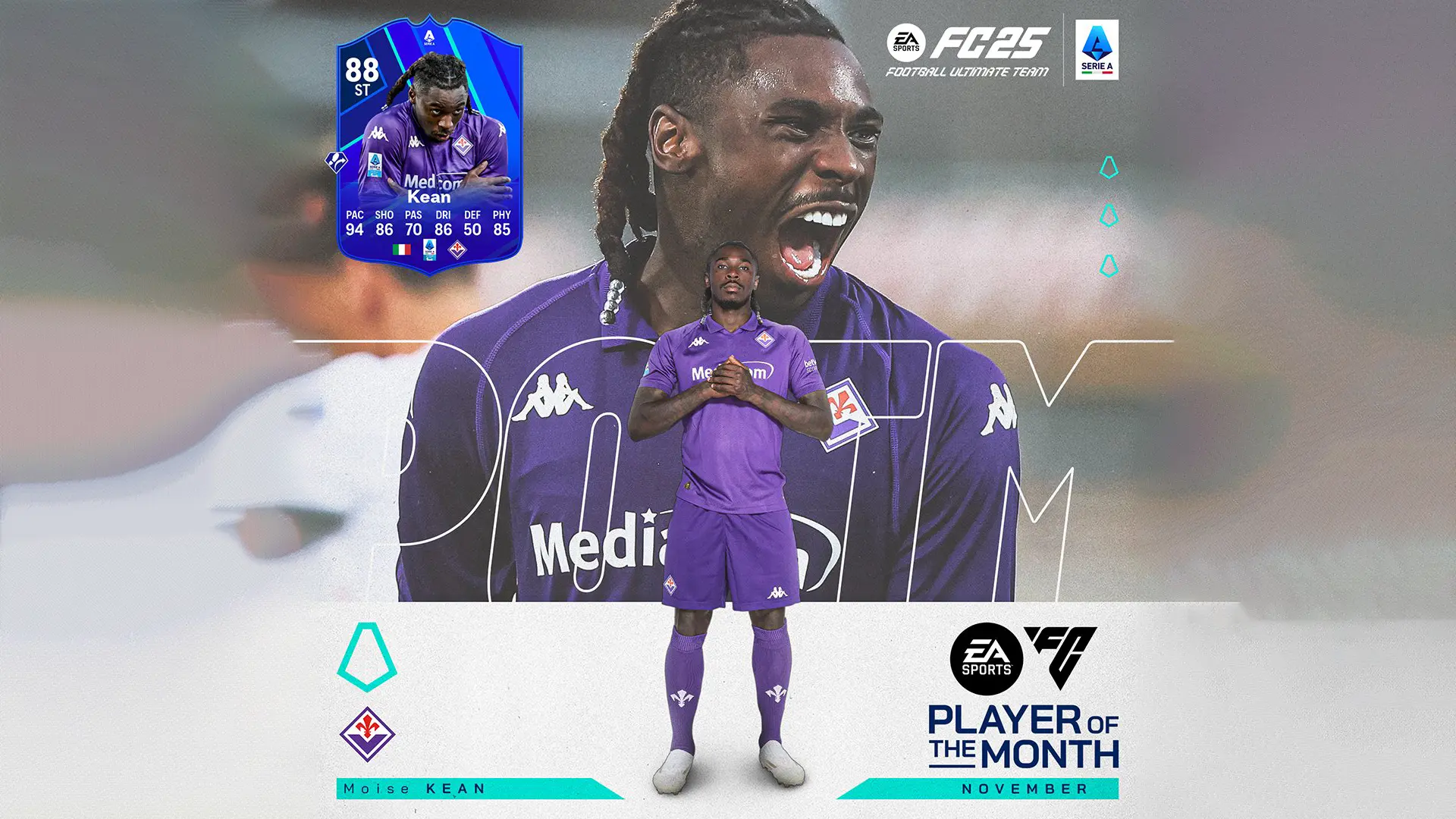Cover SBC kean POTM November Serie A Fc 25