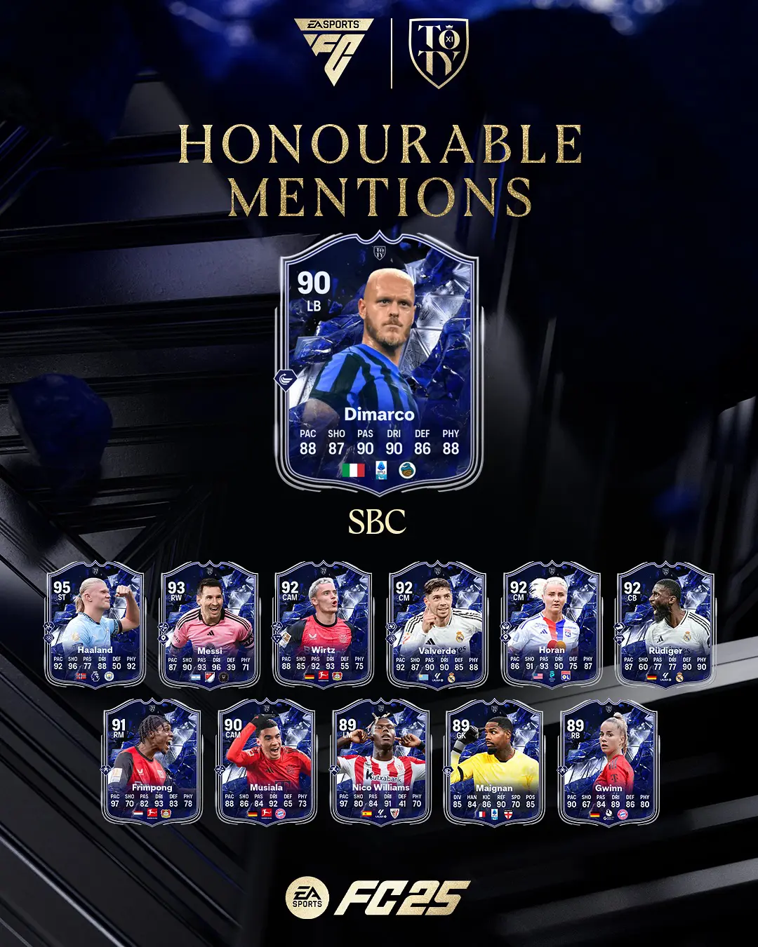 Overall E Stats Ufficiali SBC Federico Dimarco Menzioni D'Onore TOTY.