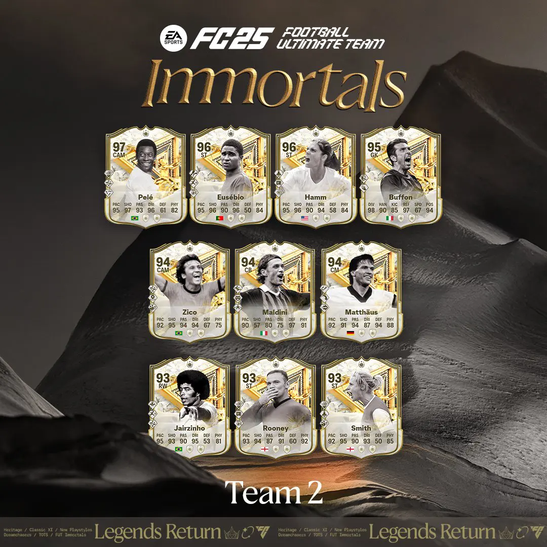 EA FC 25 Team 2 Immortals Elenco Carte Speciali Della Seconda Squadra.