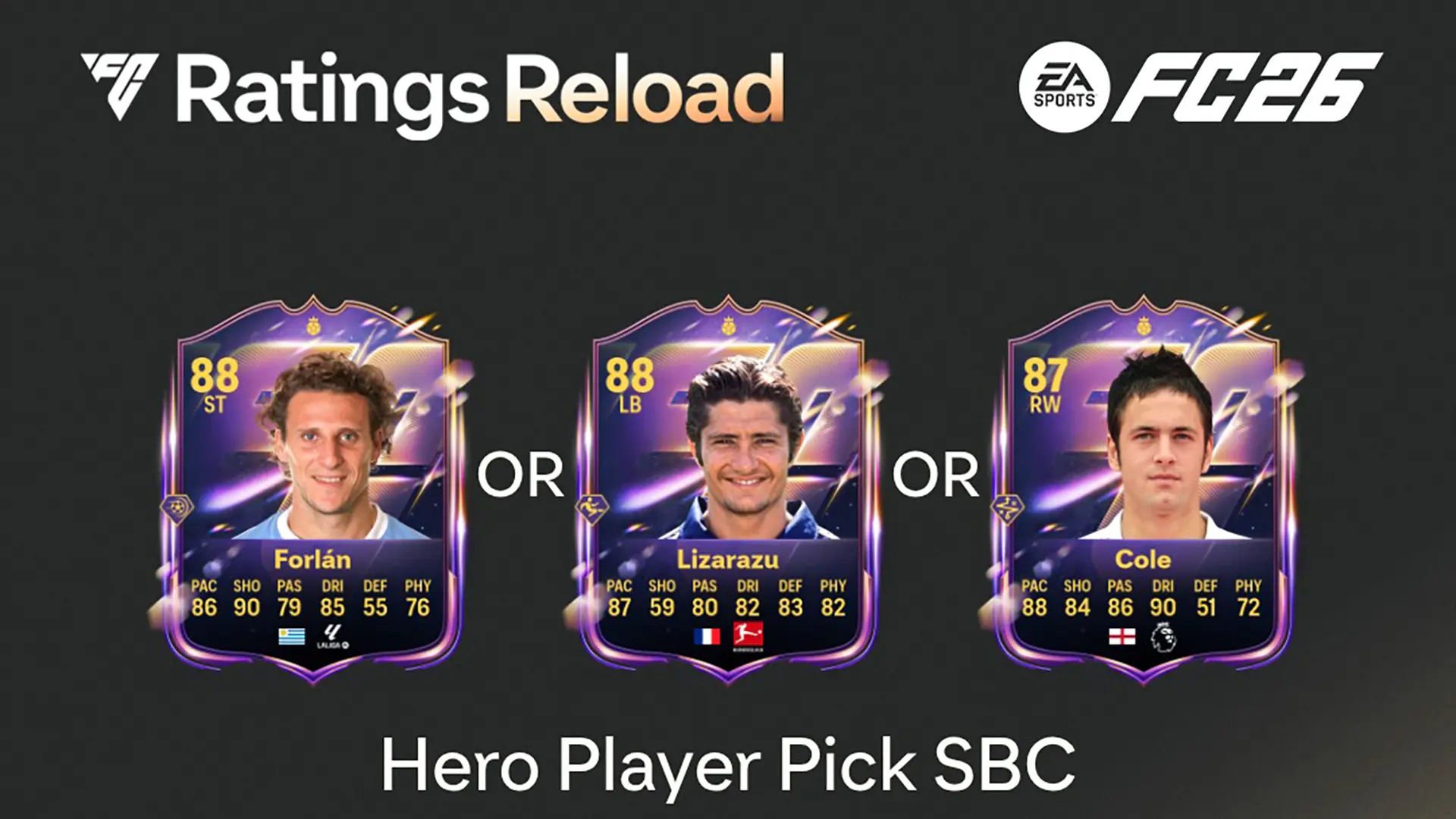 ea fc 26 sbc oggetto eroi base partita a scelta quale carta scegliere tra cole forlan e lizarazu