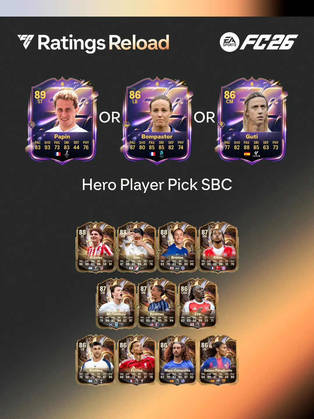 EA FC 26 SBC Oggetto Eroi Base Partita A Scelta Quale Carta Scegliere Tra Guti, Papin & Bompastor.