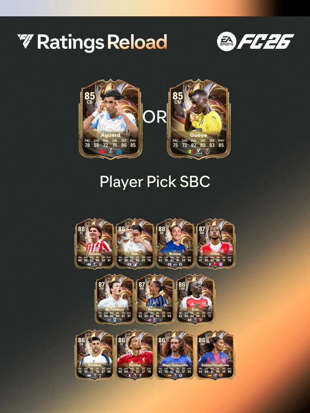 EA FC 26 SBC Coppia Nuove Valutazioni A Scelta 2 Gueye & Aguerd Ratings Reload Quale Carta Scegliere.