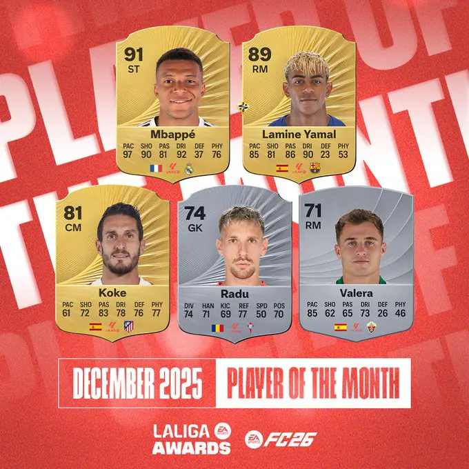 EA FC 26 Elenco Candidati POTM LaLiga Di Dicembre Vota Il Giocatore Migliore.
