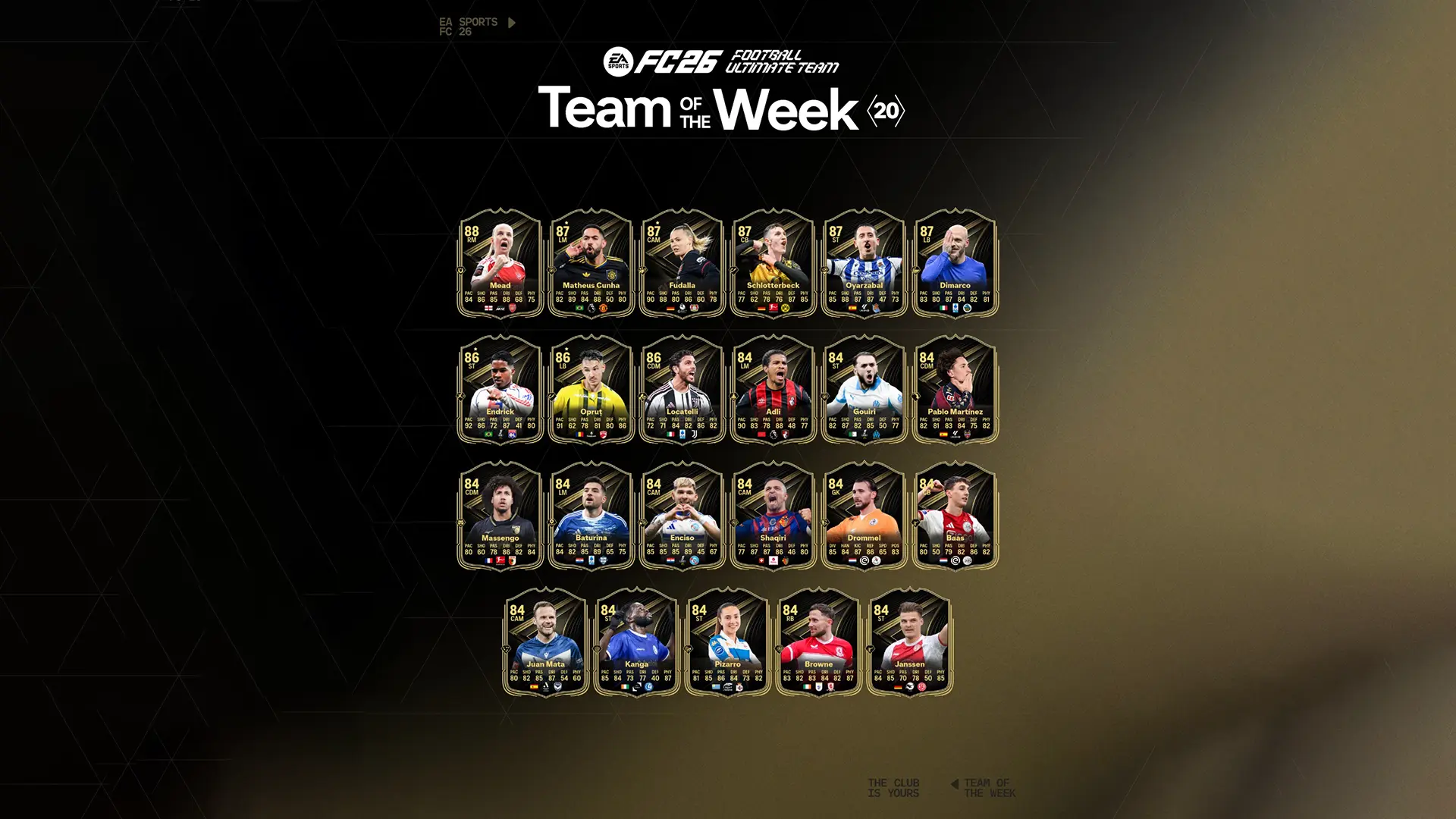 Cover TOTW 20 EA FC 26