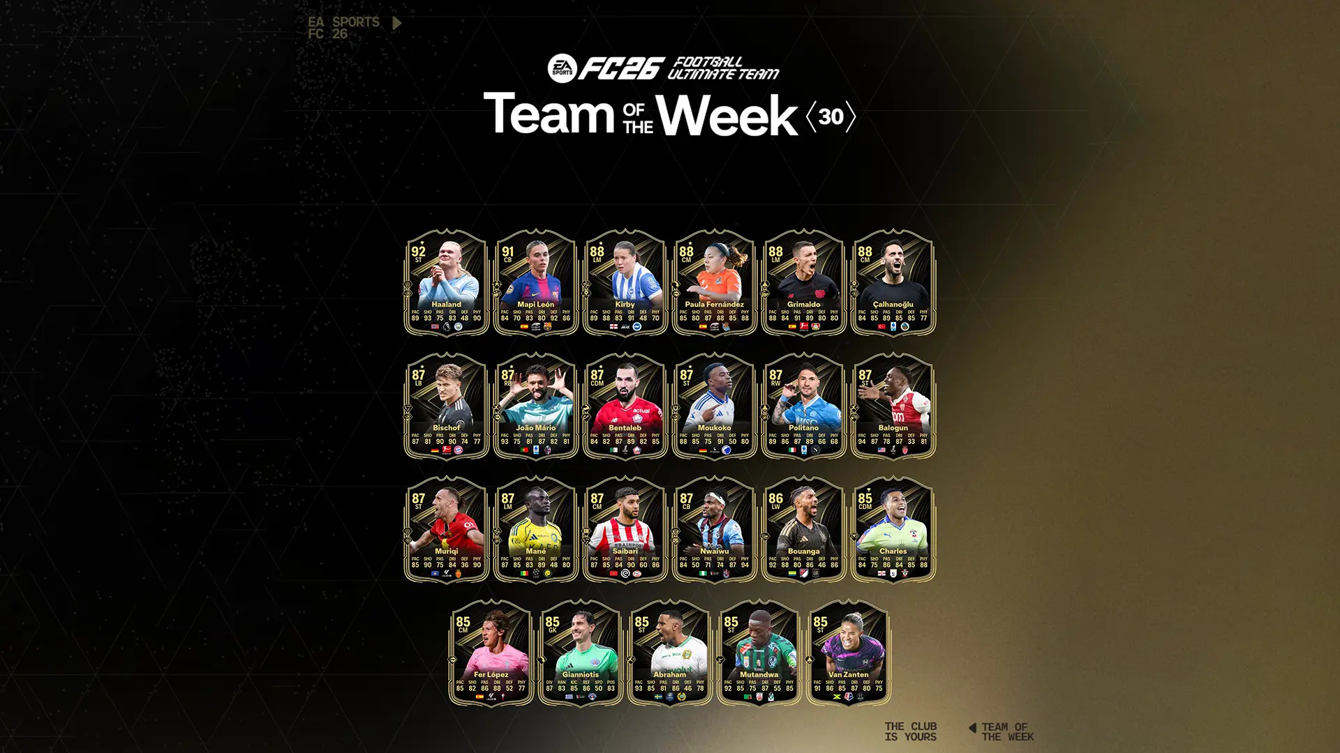 Cover TOTW 30 EA FC 26